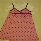 BRAND NEW GIRLS SZ 3T PINK BROWN POLKA DOT JUMPER DRESS & WHITE TOP
