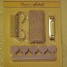 New Pedicure Set Donna Michelle 5 Pc Purple Pumice Clippers Brush Toe Guards New Pedicure Set Donna Michelle 5 Pc Purple Pumice Clippers Brush Toe Guards