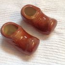 Vintage Ceramic Porcelain 3-1/2" Pair Brown Dutch Shoes Shoe Figurines Holland Vintage Ceramic Porcelain 3-1/2" Pair Brown Dutch Shoes Shoe Figurines Holland