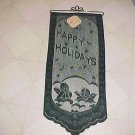 Brand New Green Lace Cherub Happy Holidays Christmas 11"x26" Wall Hanging