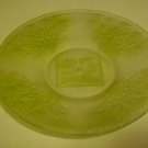 Vintage Rare 1940's Retro Green & Clear Satin Glass Flowered 8" Plate