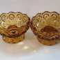 L E Smith Glass Candle Holders Amber Moon and Stars Pattern Pressed Vintage Gold