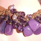 New Bracelet Purple Dangling Stones Beads Rocks Jewelry Faux Buckskin Leather New Bracelet Purple Dangling Stones Beads Rocks Jewelry Faux Buckskin Leather