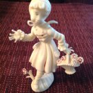 Figurine Vintage Plastic Country Girl Holding Basket Made in Italy Italian 4.5"