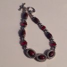 Bracelet Deep Red Garnet Glass Bead Ornate Silver Tone Free Shipping Jewelry Bracelet Deep Red Garnet Glass Bead Ornate Silver Tone Free Shipping Jewelry