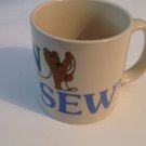 Coffee Tea Mug Cup Born to Sew Vintage 1988 Free Shipping Sewing Needlework
