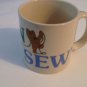 Coffee Tea Mug Cup Born to Sew Vintage 1988 Free Shipping Sewing Needlework