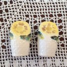 Vintage Salt & Pepper Shaker Set Flower Basket Yellow Flowers Made in Japan
