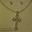 Necklace & Pierced Earrings Boxed SetNew Crystal Rhinestone Crucifix Religious Necklace & Pierced Earrings Boxed SetNew Crystal Rhinestone Crucifix Religious
