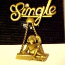 New Pin Brooch Unmarried Single Lady Woman on Swing Swinging Gold Tone Jewelry New Pin Brooch Unmarried Single Lady Woman on Swing Swinging Gold Tone Jewelry