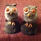 Owl Figurine Set 2 Gray Orange Eyes Creative Co-Op Pottery Home Decor 3.5" Tall Owl Figurine Set 2 Gray Orange Eyes Creative Co-Op Pottery Home Decor 3.5" Tall