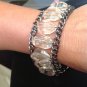 Bracelet Silver Chain Large Clear Pink Faceted Beads Costume Jewelry Bling