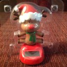New Solar Sun Powered Rudolph Reindeer Christmas Dances Sunlight & Wiggles Head
