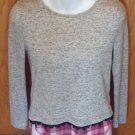 Xhilaration Tween Girls Size 10/12 Burgundy Gray Plaid Long Sleeve Top
