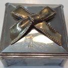 Silverplate Gift Box W/ Bow Shape Trinket Box Vintage Velvet Lined Silverplate Gift Box W/ Bow Shape Trinket Box Vintage Velvet Lined