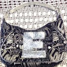 Justice Purse Glitter Letter Initial E Black Silver Love Peace Girls