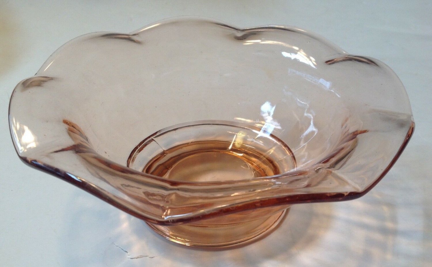 Pink Depression Glass Fluted Rim Bowl True Vintage