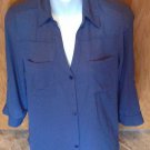 IZ Byer Ladies Small Grayish Blue Blouse Top 3/4 Length Sleeves