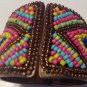 Vintage Cuff Bracelet Beaded Brass Hinged