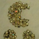 Vintage Laguna Pin Brooch & Clip Earrings Rhinestone Pearl Crescent Moon Vintage Laguna Pin Brooch & Clip Earrings Rhinestone Pearl Crescent Moon