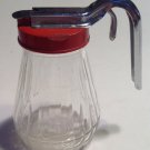 Syrup Pitcher Vintage Clear Glass Red Celluloid Lid Syrup Pitcher Vintage Clear Glass Red Celluloid Lid