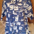 Columbia Camp Shirt Mens Size L Fly Fishing Pattern Blue Beige Columbia Camp Shirt Mens Size L Fly Fishing Pattern Blue Beige