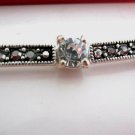 Clear & Black Crystal Rhinestone Silver Bracelet 7" New in Giftbox