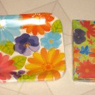 Spring Flowers 9" Paper Plates & Napkins Party Set of 14 New in Package