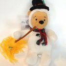 Disney Store Christmas Winnie The Pooh Snowman Plush Beanbag Toy Beanie  8"