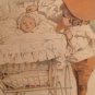 Antique Maude Humphrey Lithograph Print Framed Boy Looking Into Baby Carriage