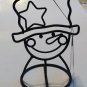 Papel Giftware Taper Candle Snowman Christmas Black Wrought Iron Metal 8" Tall