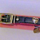 Dog Collar Medium Size Pet Black With Silver Heart Studded Charm Dog Collar Medium Size Pet Black With Silver Heart Studded Charm