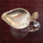 Flower Etched Syrup Pitcher Clear Glass Metal Lid Patent Date 1914 Vintage
