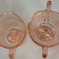 Hocking Manhattan Pink Footed Sugar Bowl & Creamer Vintage Depression Glass