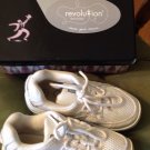 Revolution White Hip Hop Dance Shoes Ultra Arch Leather Sz 1 AD Child (9-10)