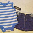 Summer Baby Outfit 3-6 Month Blue White Striped Romper & Denim Shorts Set New Summer Baby Outfit 3-6 Month Blue White Striped Romper & Denim Shorts Set New