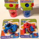 Sesame Street Cookie Monster and Elmo Infant Sippy Cup Rattle 4 Piece Set