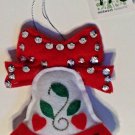 Christmas Ornament White Felt Bell Midwest CBK Sequins Beads Stuffed Christmas Ornament White Felt Bell Midwest CBK Sequins Beads Stuffed