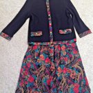 Womens Floral Skirt Black Top Outfit Alfred Dunner Size 12 Vintage