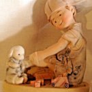 Figurine Little Boy Playing With Puppy Dog Hand Painted