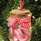 Christmas Ornament Glass Jar W/ Cork Lid Full of Candy Canes New
