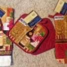 Red Wine Kitchen Linen Set Hot Pads Oven Mitt Towel 4 pc