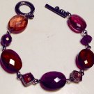 Faceted Amethyst Purple Beads Silver Bracelet Lightweight Vintage