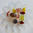 Vintage Murano Venetian Hand Blown 4 Pieces Glass Wrapped Candy In Dish Vintage Murano Venetian Hand Blown 4 Pieces Glass Wrapped Candy In Dish