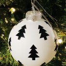 Robert Stanley Christmas Ornament Glass Ball White Black Pine Tree Stencils New