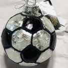 Robert Stanley Christmas Ornament Glass Silver Black Soccer Ball