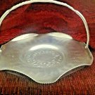 Hammered Aluminum Basket Serving Tray Hand Wrought Floral Design Vintage