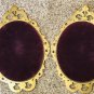 Italy Print Set Convex Oval Beveled Glass Ornate Metal Frame Man Woman Farmer