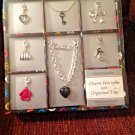 Silver Girly Girl Charm Bracelet Set Heart Rose Shoe Purse Key Bow New