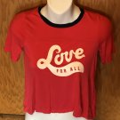 Old Navy Girls T-shirt Red Love For All Size S 6/7 Blue Trim Old Navy Girls T-shirt Red Love For All Size S 6/7 Blue Trim